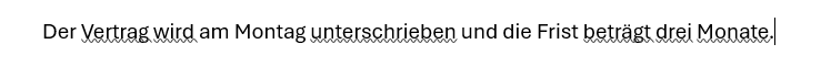 Derselbe Satz nach der Korrektur